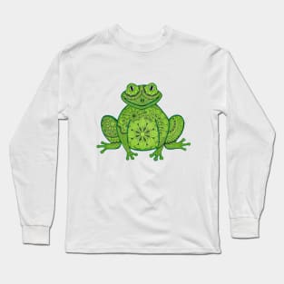 Green Mandala Frog (white background) Long Sleeve T-Shirt